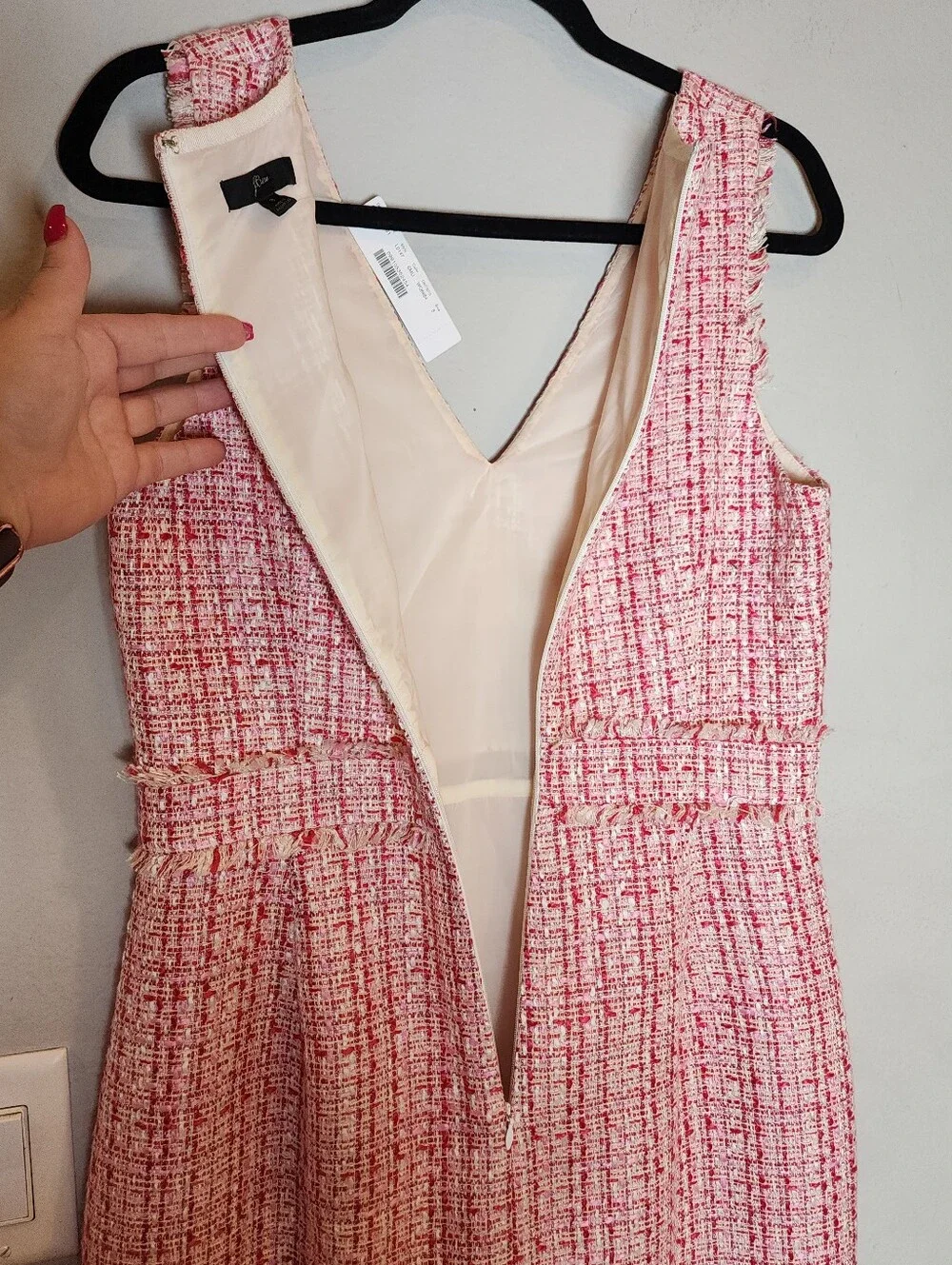 NWT J. Crew Pink Tweed Sleeveless V-neck Sheath Dress Women's Size 8 - Picture 11 of 16